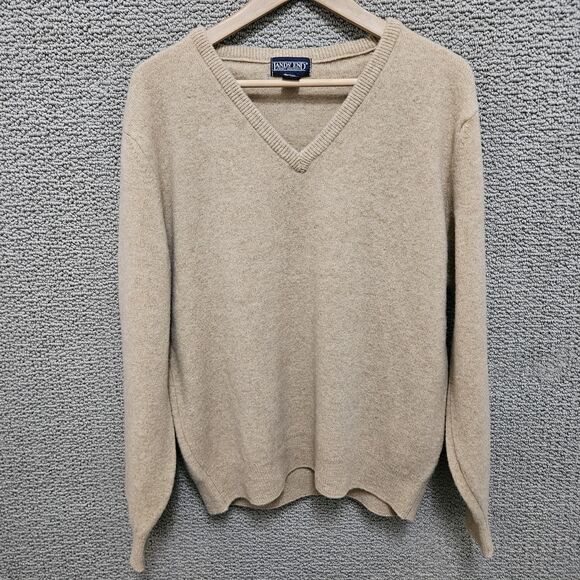 Lands' End Other - LANDS' END Men's Sweater Tan V-Neck Lambswool Long Sleeve Size L